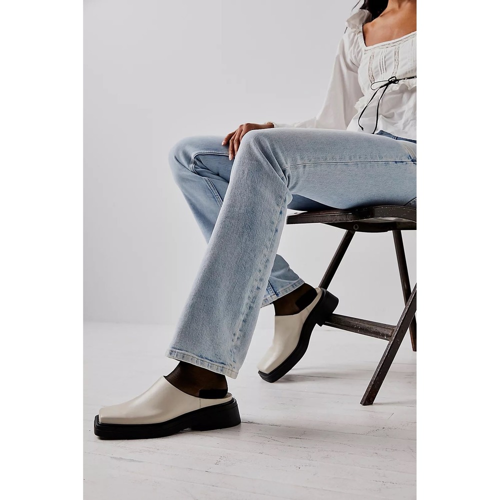 Vagabond Shoemakers‎ Eyra Square Toe Platform Mules Off White Leather Womens